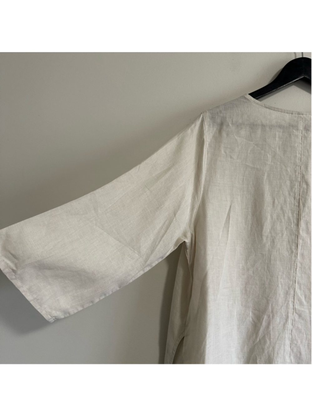 Click By Colour Me Cotton 100% Linen Button Down Tunic Top Beige XL Lagenlook - Picture 9 of 13